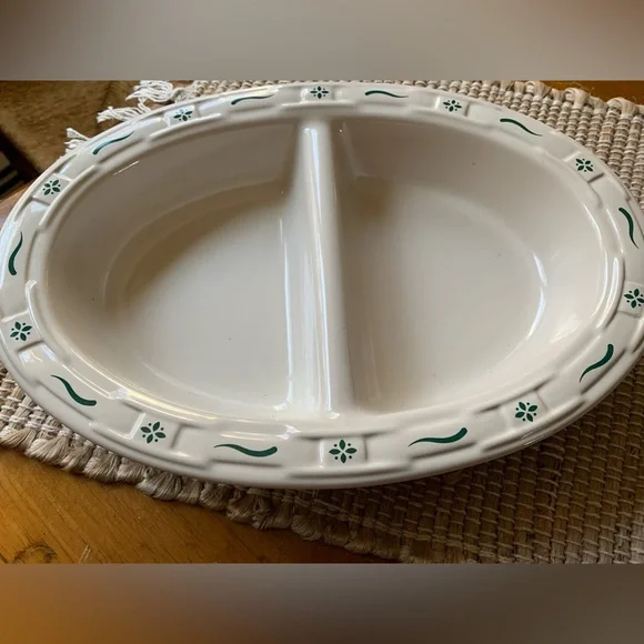 Longaberger Divided Oval Serving Dish - Picture 2 of 6